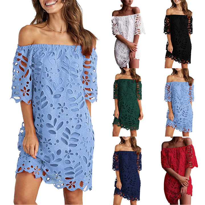 Women's Fashionable Lace Mid-sleeve Dress