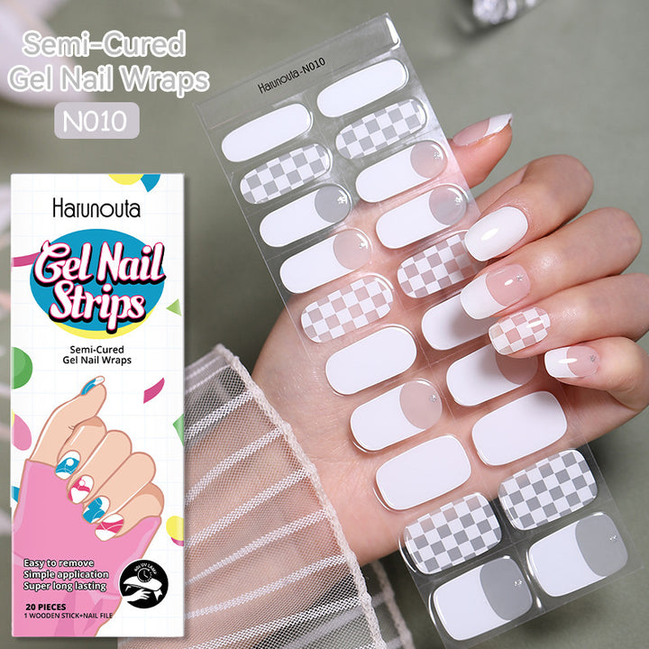 Japanese Style Nail Beauty Gel Stickers Semi-curing French Gel