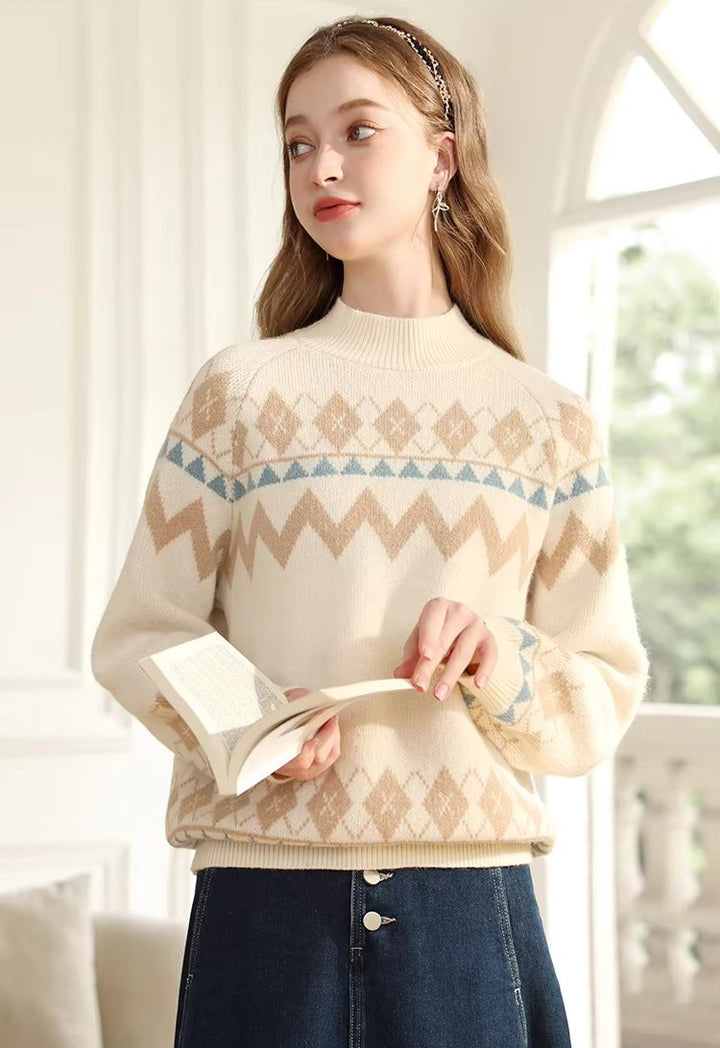 Loose Knit Pullover Sweater for Women - Winter Soft Raglan Sleeve Jumper