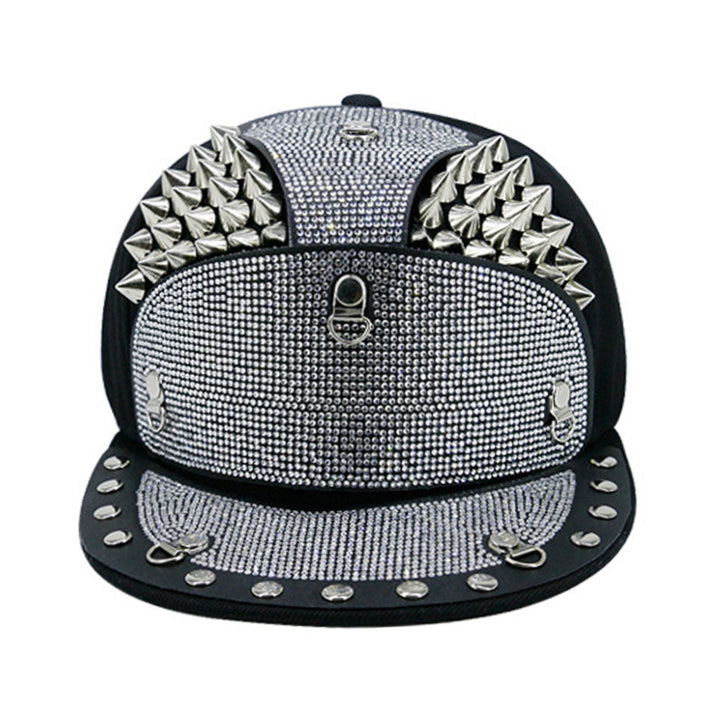 Punk Diamond Armor Tip Rivet Hip Hop Flat Brim Hat