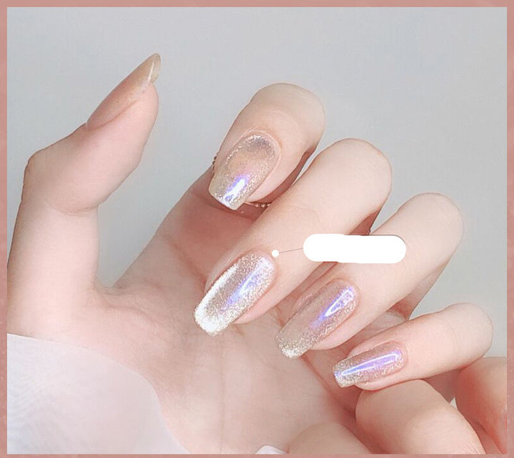 Milk Tea Crystal Stone Cat Eye Nail Polish