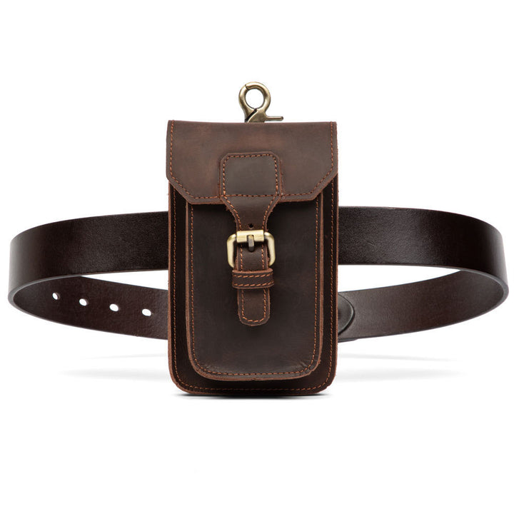 Leather Phone Bag Mini Men's Waist Bag Close-Fitting