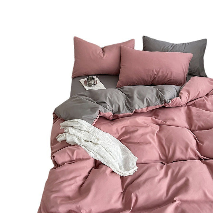 Simple Colorblock All-matching Washed Cotton Bedding Suit