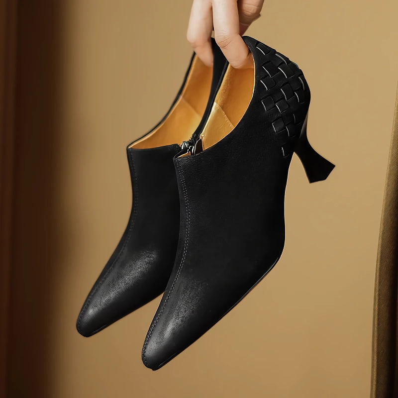 Elegant Split Leather Slip-On Pumps