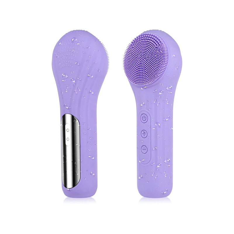 Electric Silicone Facial Cleansing Brush with Sonic Vibration & Heating Massage