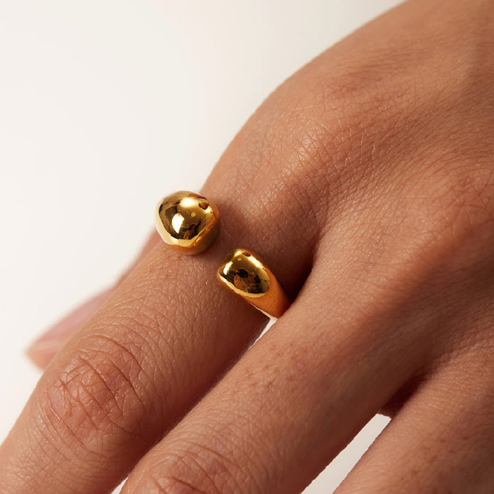 Trendy High Polished Gold Plated Chunky Adjustable Ring