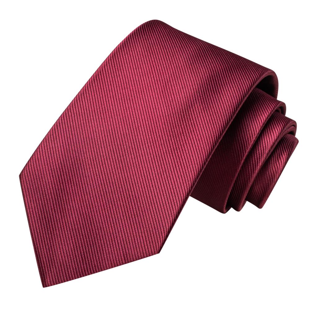 Elegant Solid Burgundy Red Silk Wedding Tie with Matching Accessories