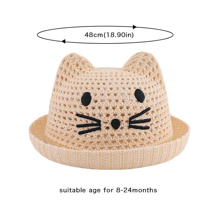 Summer Baby Straw Hat with Cute Cat Ears