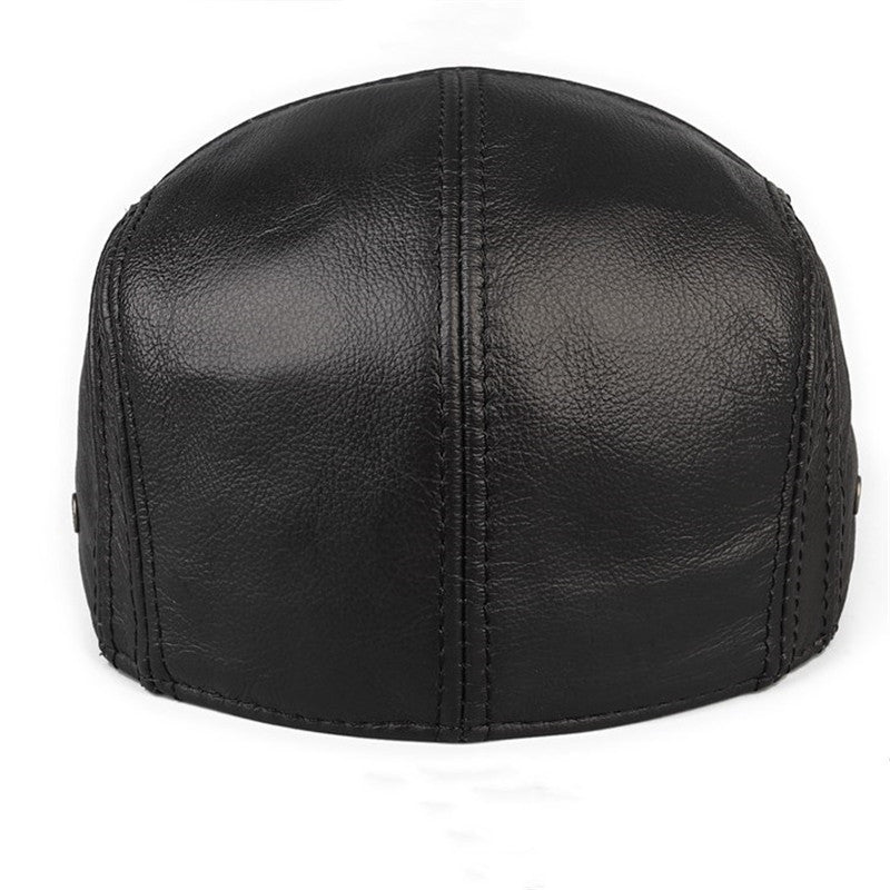 Autumn And Winter Cowhide Men's Leather Hat Thin Middle-aged