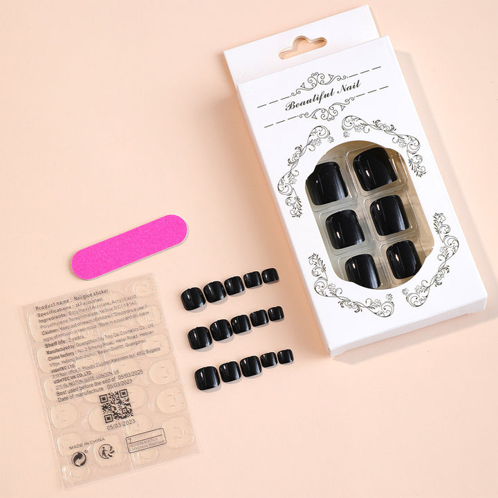 24pcs Black Glossy False Toenails