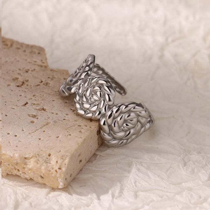 Rose Flower Adjustable Stainless Steel Ring