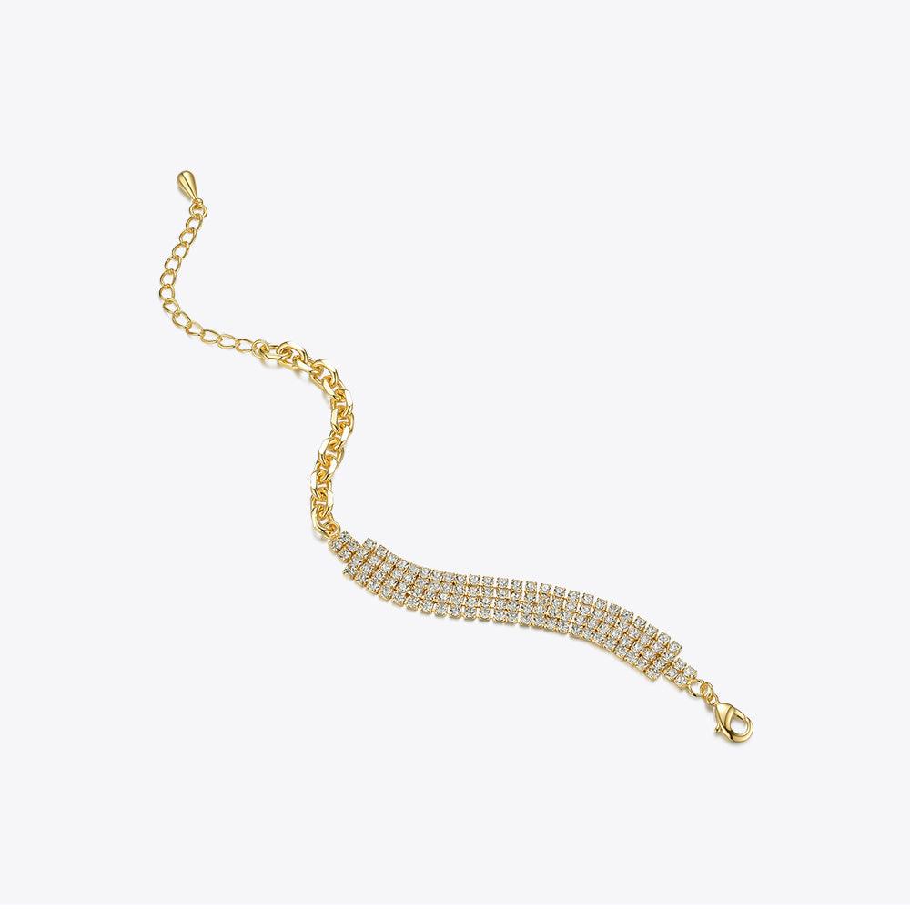 18K Gold Plated Brass Zircon Clavicle Chain - Trendha
