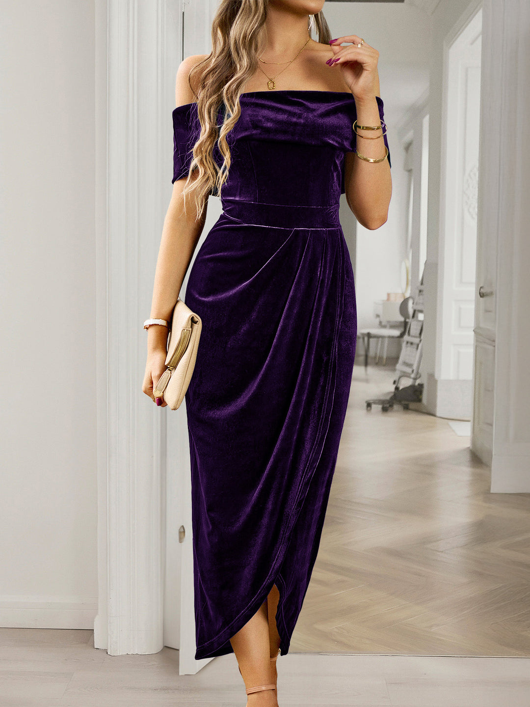 Solid Color Strapless Bodycon Long Dress Women's Dress