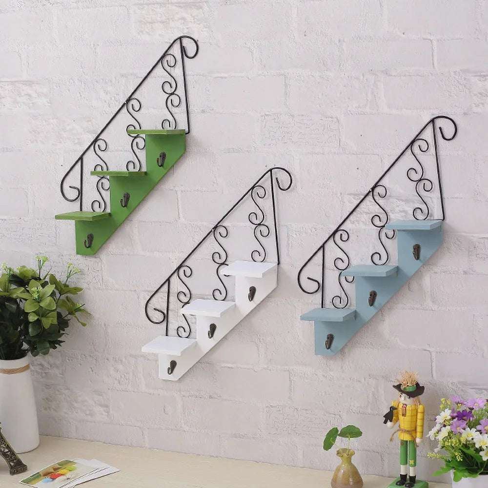 Scandinavian Wind Iron Hanging Hook Shelf with Flower Pot Holders