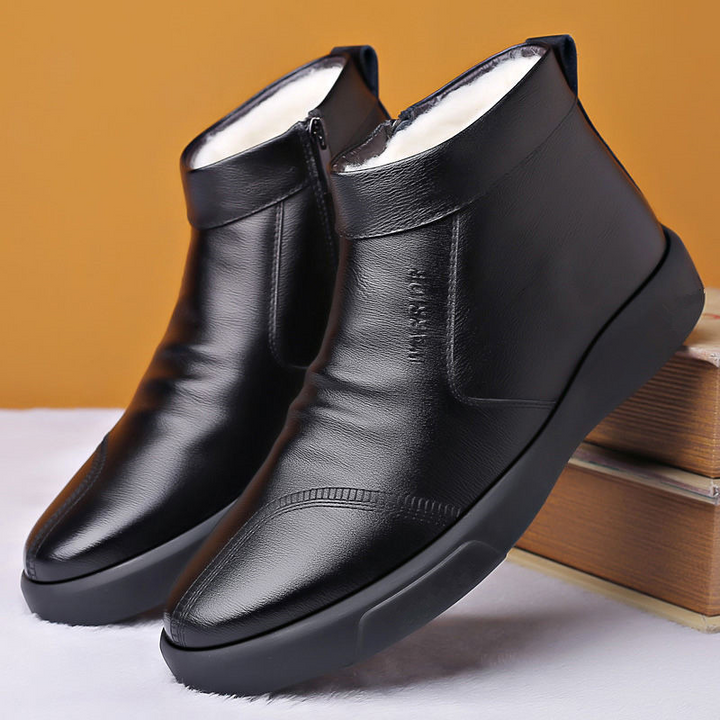 Men Comfy Microfiber Leather Warm Lined Business Casual Ankle Boots