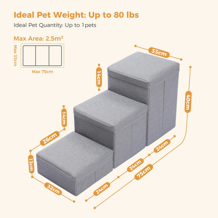 Foldable 2 in 1 Pet Steps & Storage Ladder for Dogs and Puppies