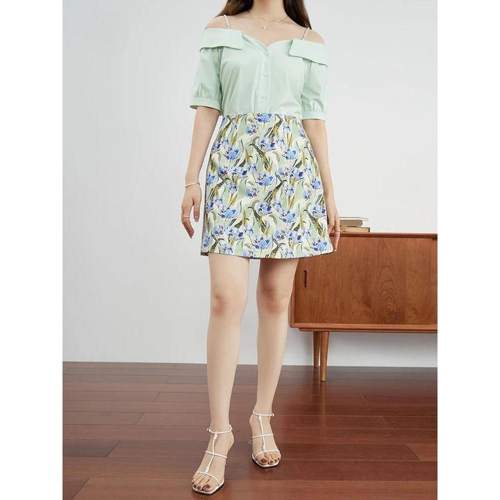 Floral High Waist A-Line Mini Skirt for Women
