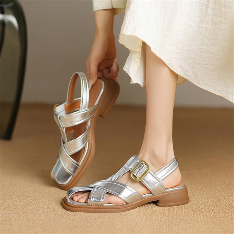 Square Toe Chunky Heel Gladiator Sandals for Women