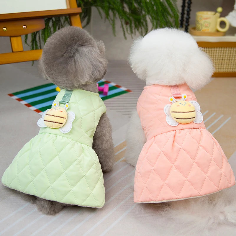 Cozy Winter Princess Dog Dress for Small and Medium Dogs