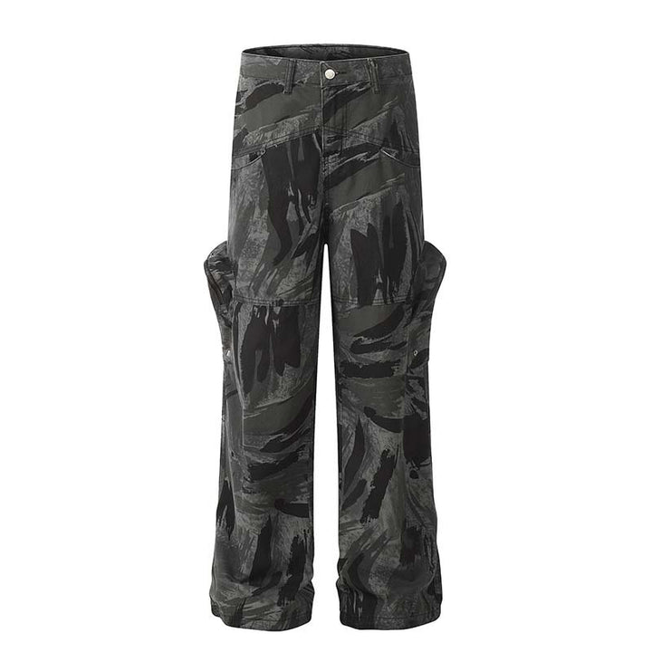 Graffiti Camouflage Straight Jeans For Men And Women