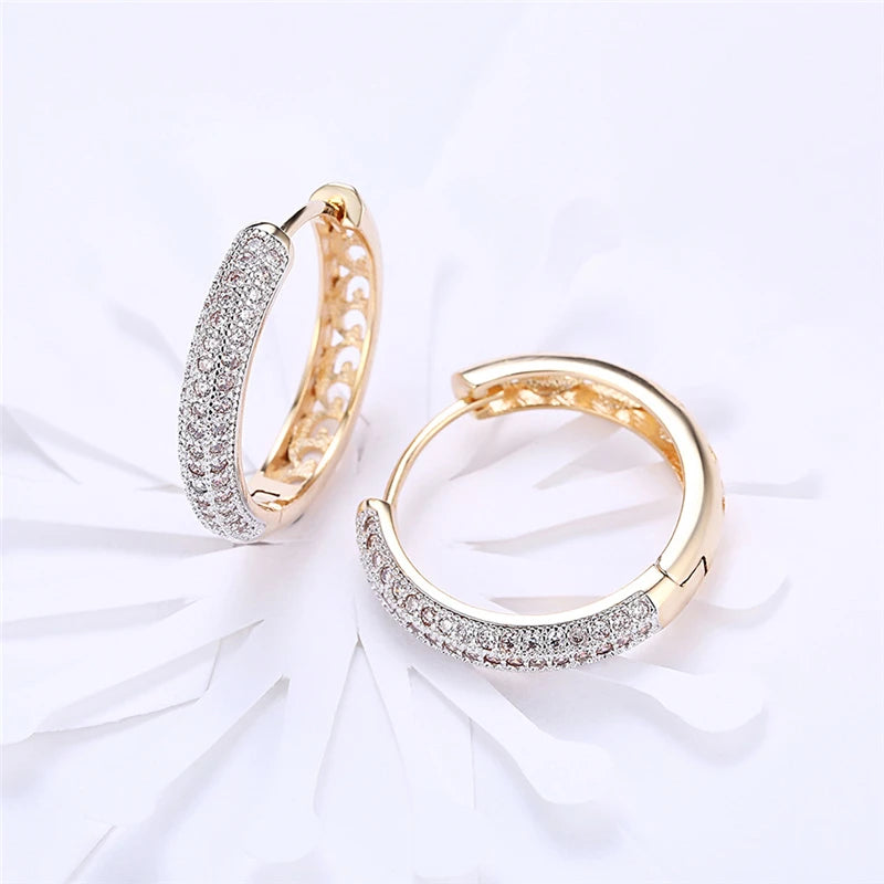 18K Gold Plated Sterling Silver Zircon Hoop Earrings