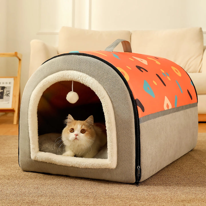 Breathable Warm Plush Pet Bed House – Soft, Washable Cushion for Cats & Small Dogs