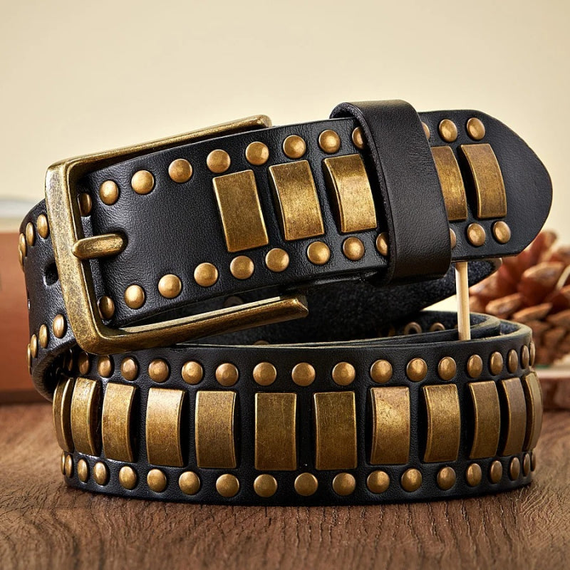 Punk Rock Rivet Studded Belts with Geometry Pattern