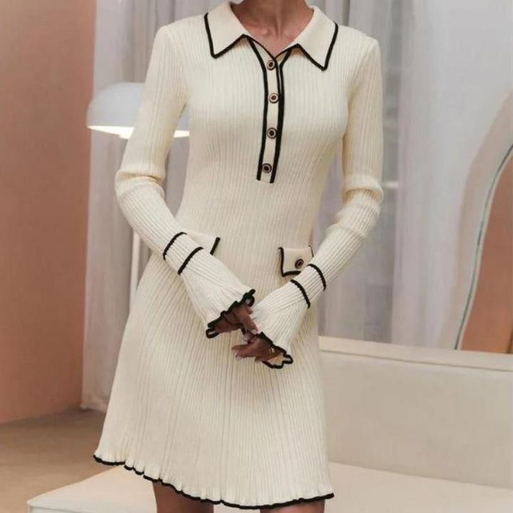 Elegant Ruffled Knit Mini Dress