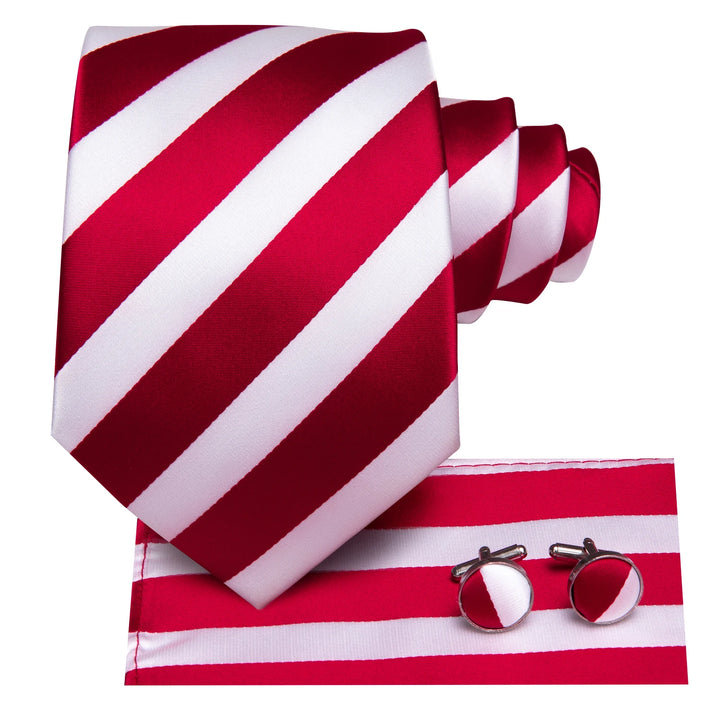 Red Striped Silk Men's Tie – Luxury 8.5cm Neck Tie for Weddings and Business