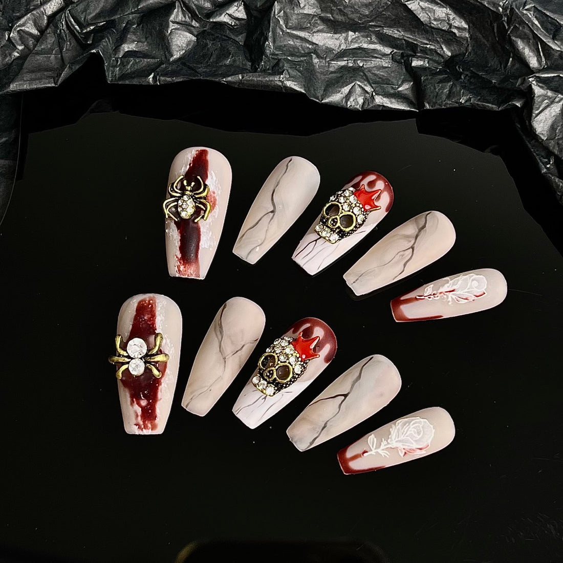 Gothic Three-Dimensional Spider Press-On Nail Set