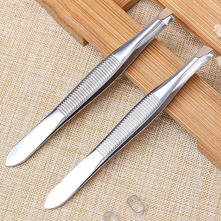 2Pcs/Set Professional Stainless Steel Hair Removal Tweezers