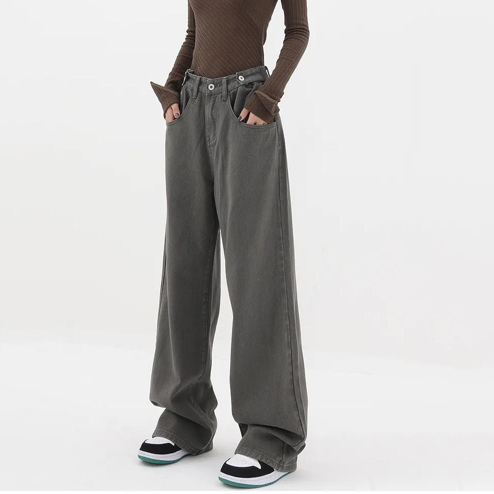 Women's Loose Wide-Leg Washed Jeans