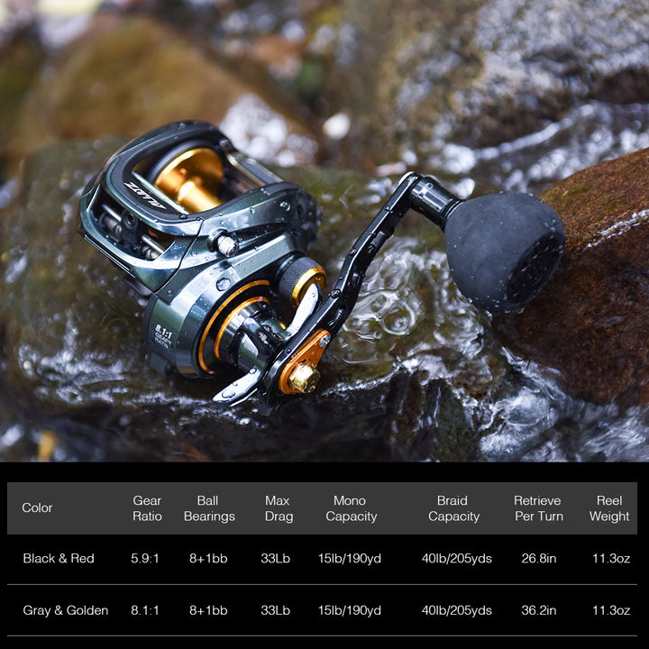 300 Low Profile Baitcasting Reel - 15KG Max Drag, 8+1 Bearings