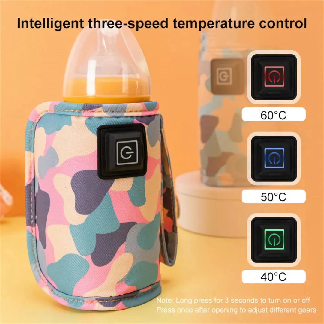 Portable USB Baby Bottle Warmer Bag - Insulated Travel Stroller Bottle Heater for Outdoor Winter