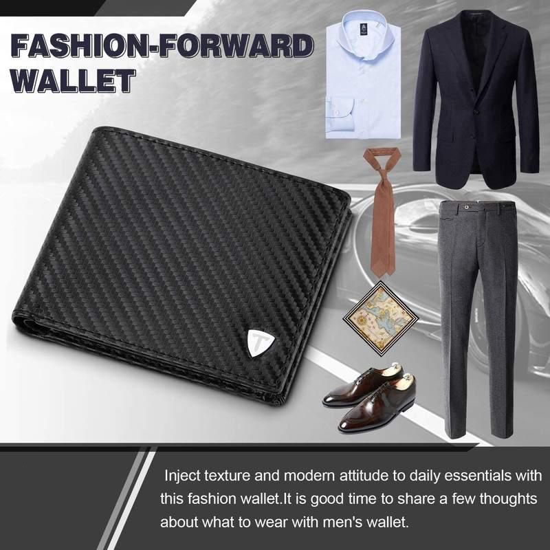 Men's Carbon Fiber Leather RFID Blocking Bifold Wallet