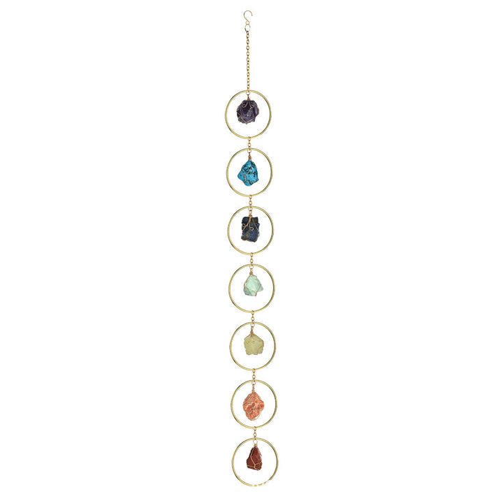 Seven Colors Rough Stone Natural Crystal Energy Stone Sun Catcher Wind Chimes