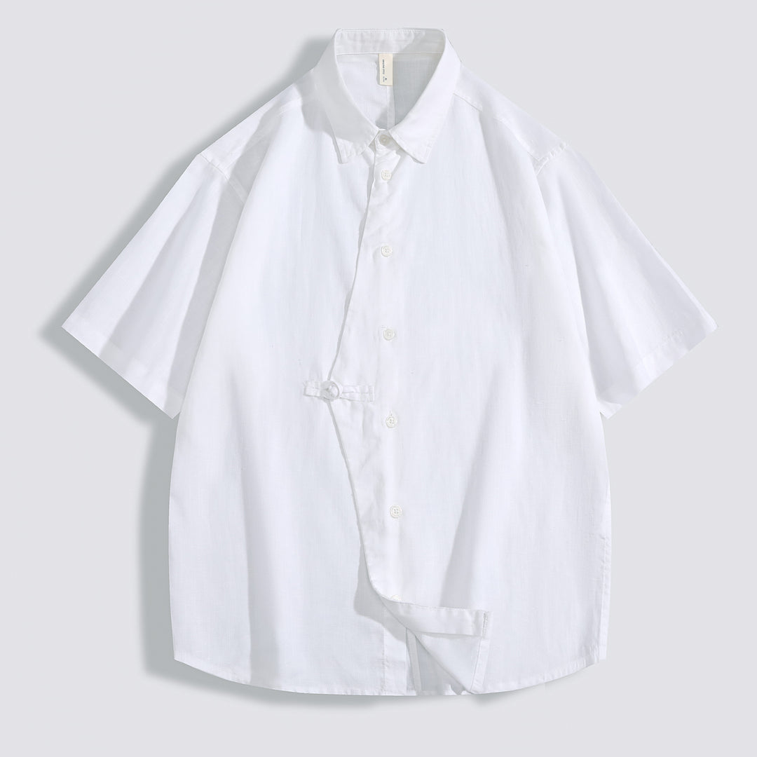 Fashion Personality Linen Short-sleeved Shirt Men