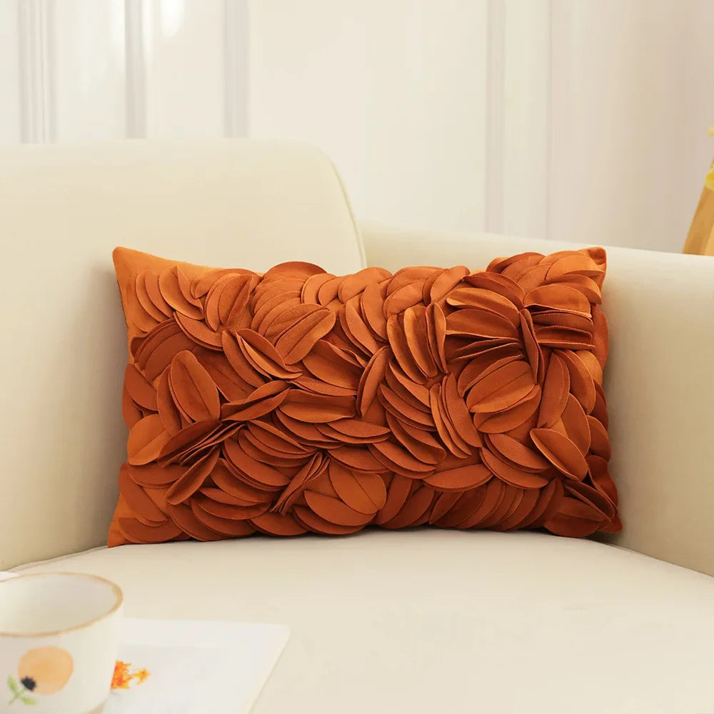 Elegant French Rose Patchwork Cushion Cover – 3D Floral Design, Decorative