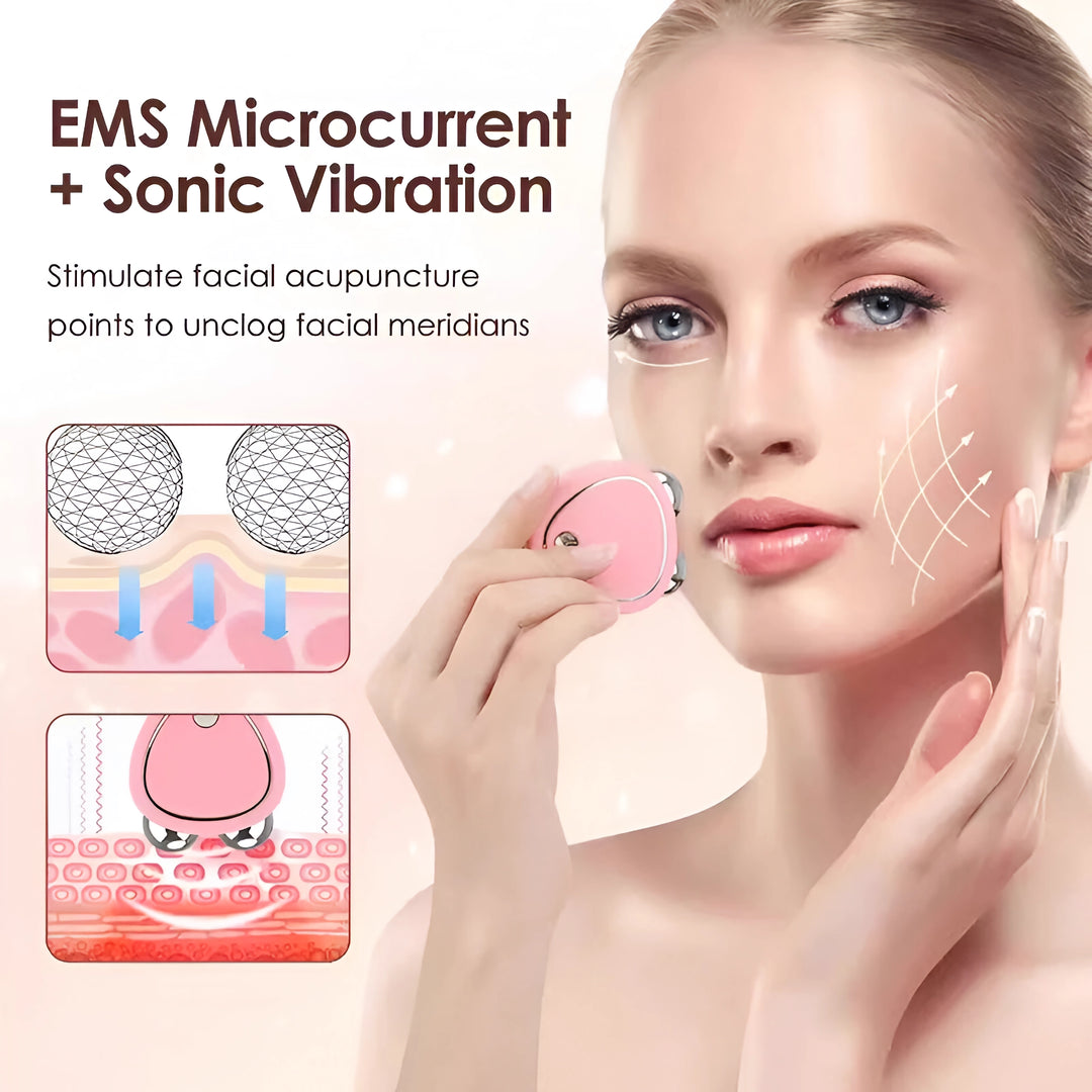 Portable Electric Face Lift Roller Massager – EMS Microcurrent Sonic Vibration Facial Lifting & Skin Tightening Beauty Device