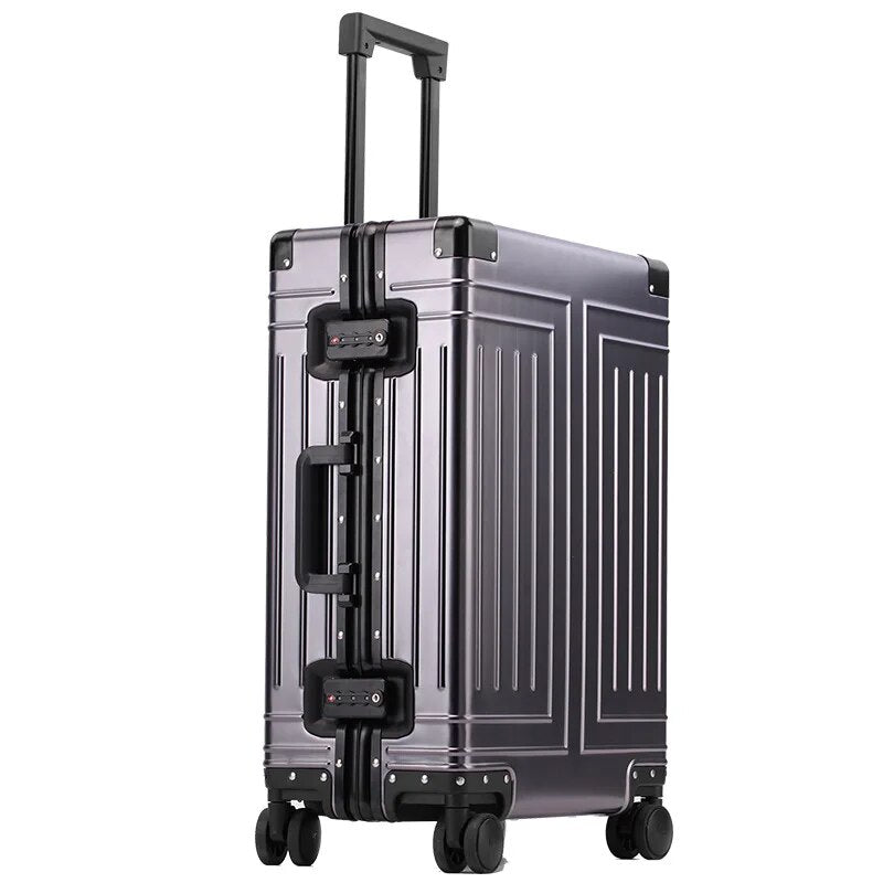 Aluminum Alloy Rolling Suitcase: Spinner Wheels, Lockable, Multiple Sizes