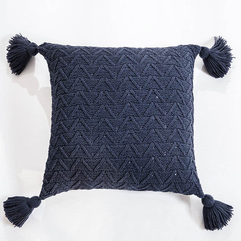 Soft Chenille Knitted Pillow Cover - Nordic Tassel Cushion Case