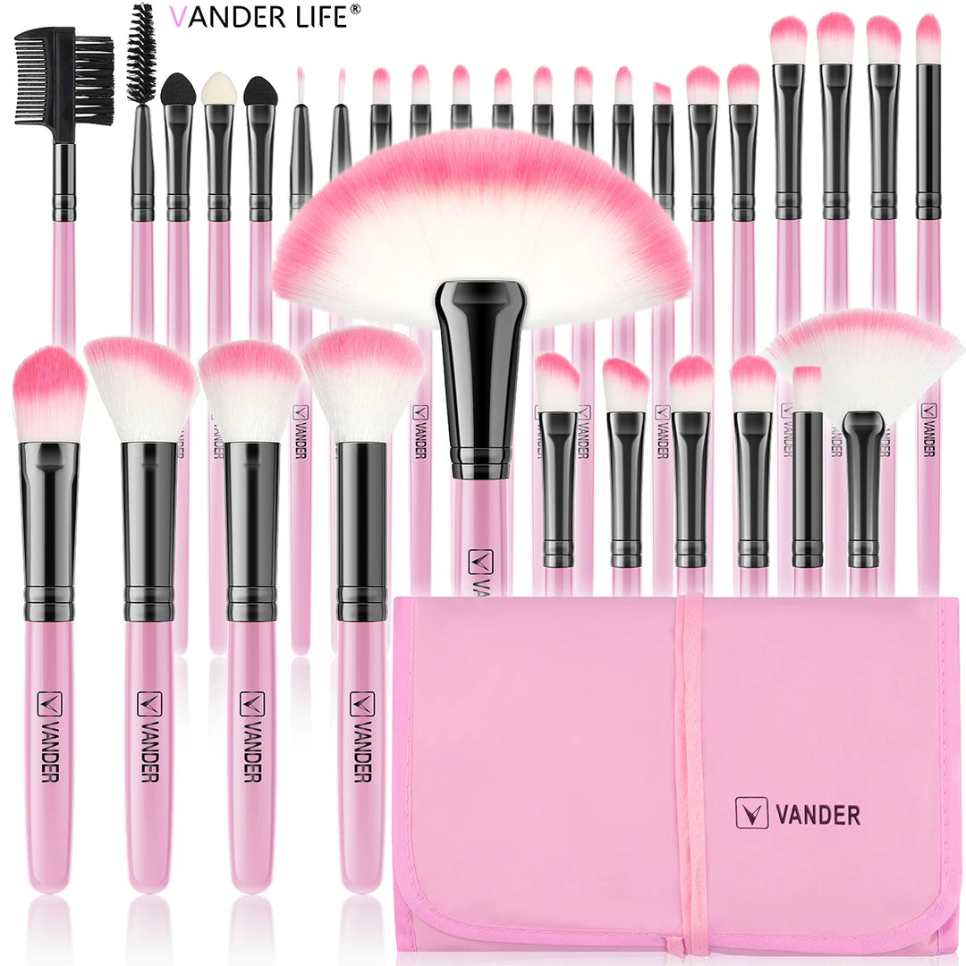 Professional 32-Piece Makeup Brush Set for Foundation, Blush, Eyeshadow & More with Case