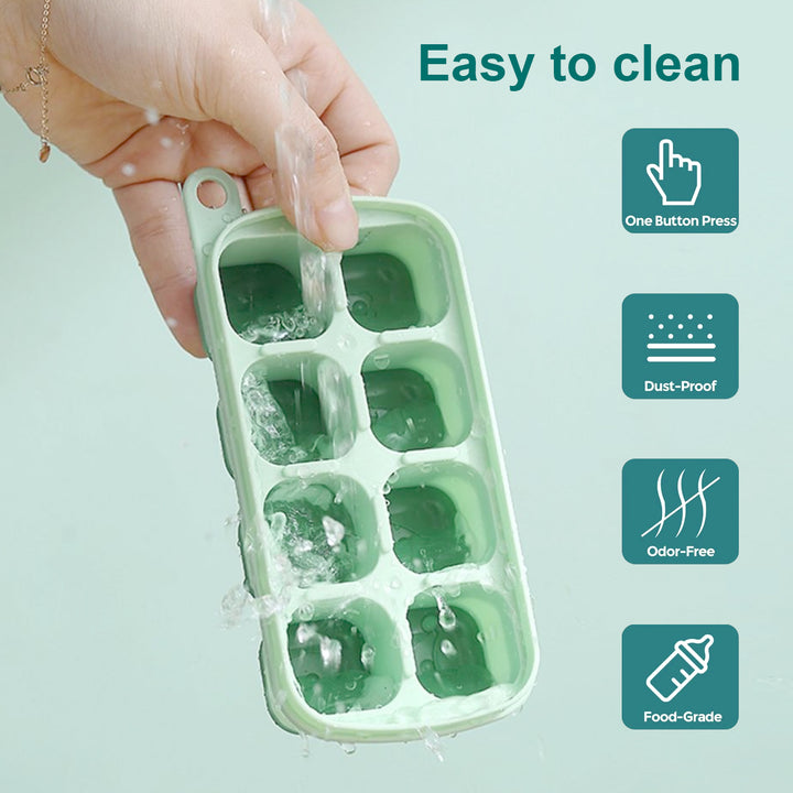 Compact Silicone Ice Cube Tray with Lid for Drinks and Cocktails