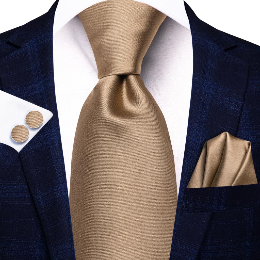 Gold Brown Silk Necktie Set