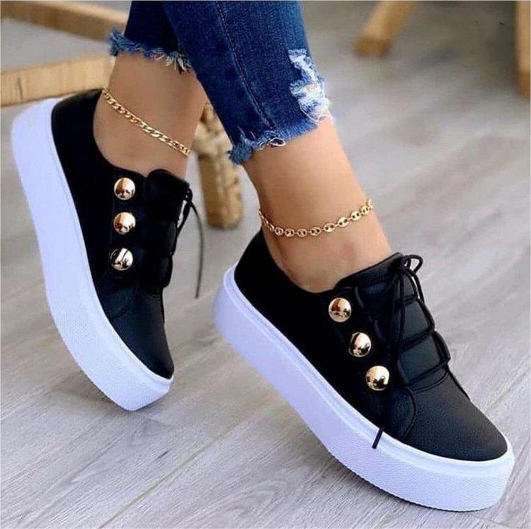 Women's Lace-Up Shoes with Metallic Stud Details