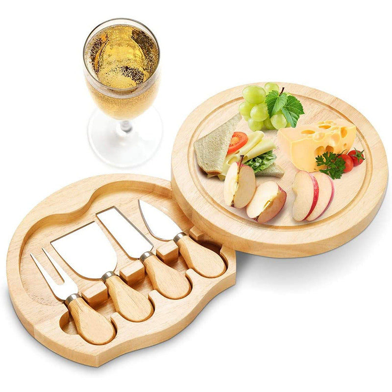 Stainless Steel Bamboo Handle Cheese Board and Knife Set