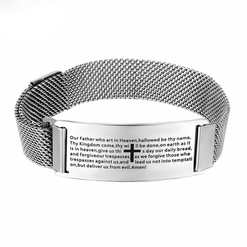 Christian Cross Stainless Steel Magnetic Cuff Bracelet for Men