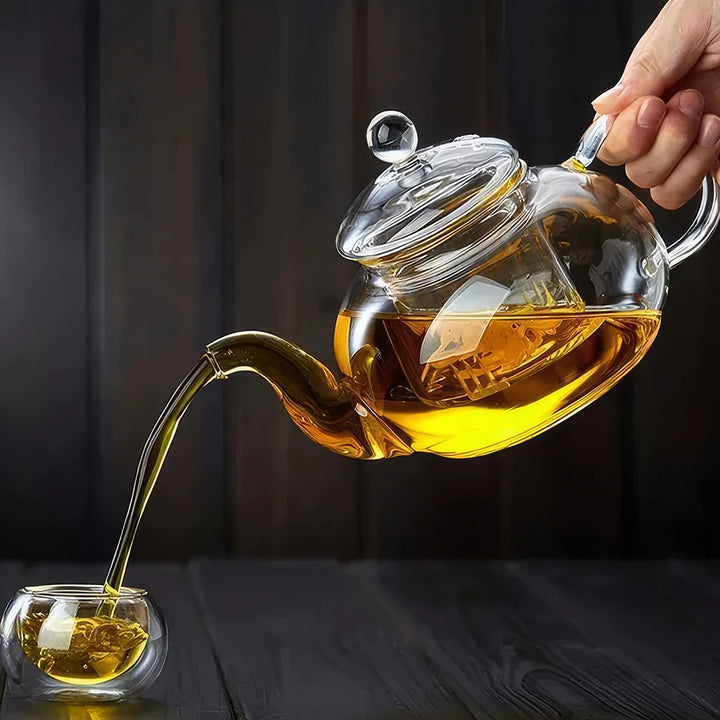 Filterable Heat-resistant Glass Flower Tea Pot