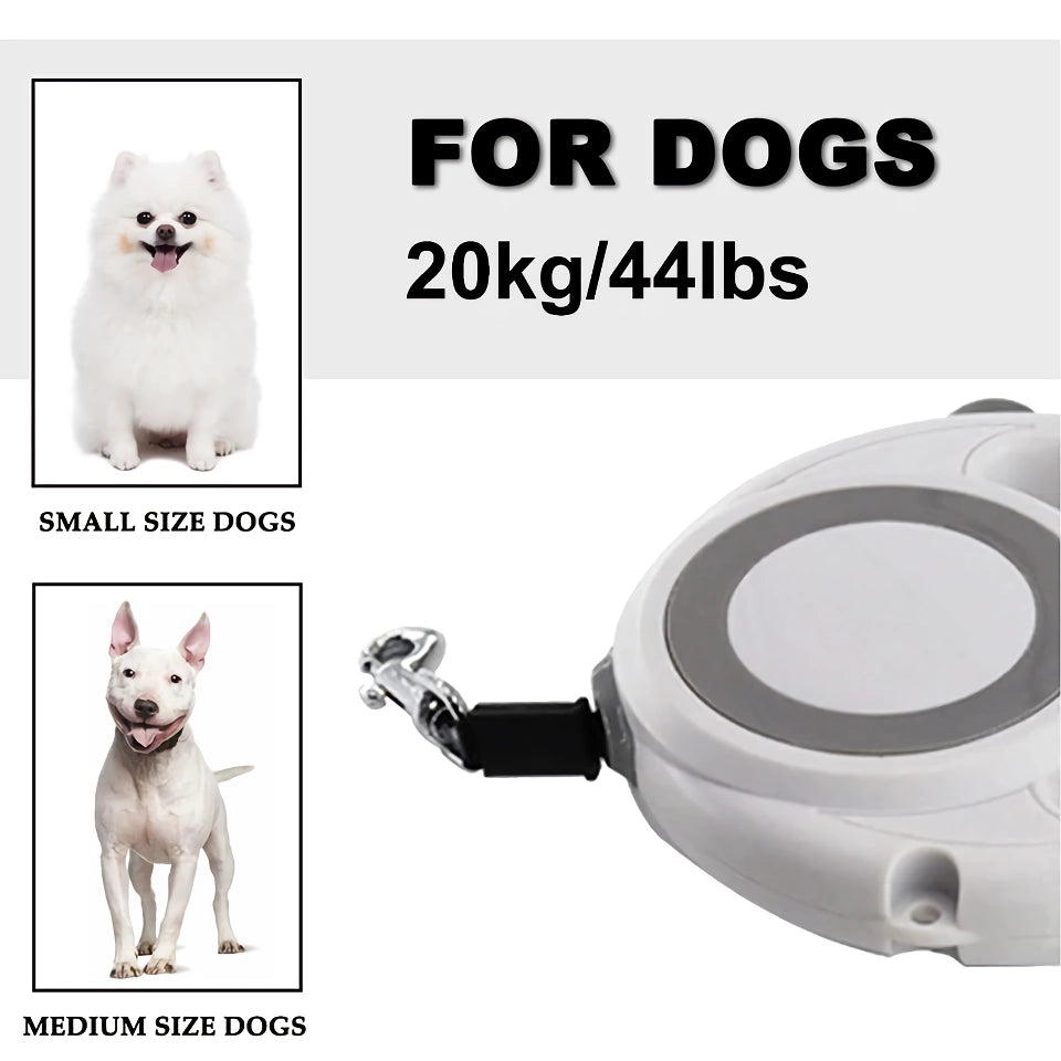 5m Retractable Dog Leash with Anti-Slip Handle and One-Handed Brake for Small to Medium Dogs