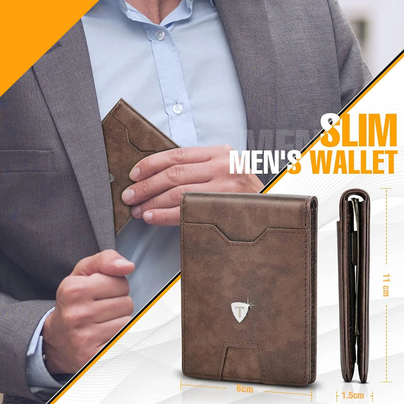 Slim Bifold Wallet with RFID Blocking and Money Clip